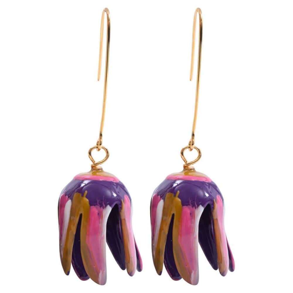 Marni Tulip-Shaped Drop Earrings in Multicolor Brass